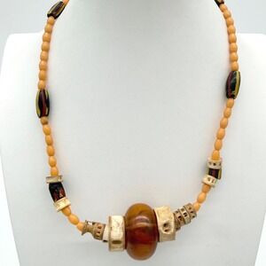 Vintage Bakelite Statement Bead Necklace Ethnic Tribal Boho